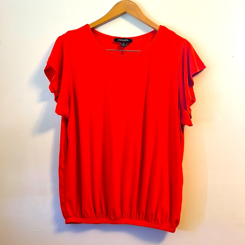 Orange Short Sleeve Dress Blouse - Size 1X